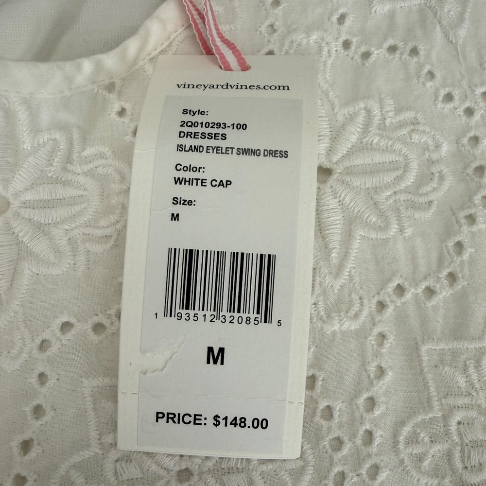 Vineyard Vines NWT Island Eyelet Swing Dress White Cap Medium Bridal Graduation - Picture 3 of 11